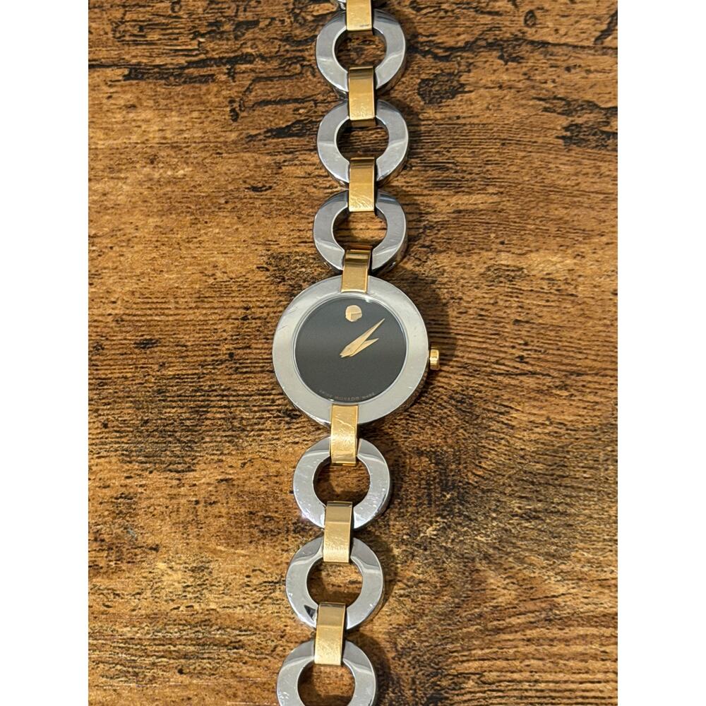 Movado Esperanza 0606045 Two Tone Black Museum Dial 24mm Women’s Watch - Picture 3 of 10